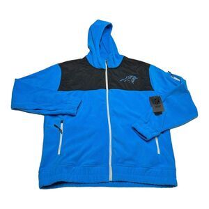 Men's NFL Carolina Panthers Full Zip‎ Blue Fleece Hoodie Sweatshirt NWT Size L